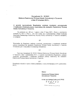 Zarządzenie Nr 83/2015 Rektora Państwowej Wyższej Szkoły