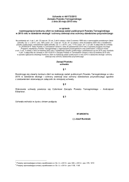 Uchwała nr 44/173/2015 Zarządu Powiatu Tarnogórskiego z dnia 20