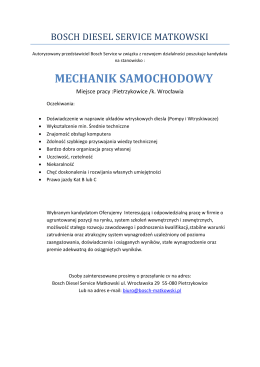 MECHANIK SAMOCHODOWY - Bosch Diesel Service Matkowski