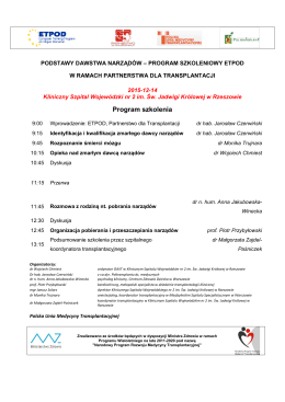Program szkolenia - Szpital Wojewódzki Nr 2 w Rzeszowie