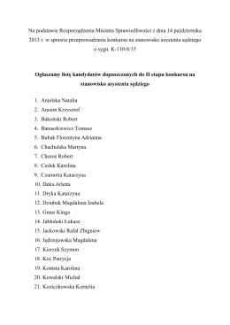 lista kandydatów na konkurs asystenta II etap