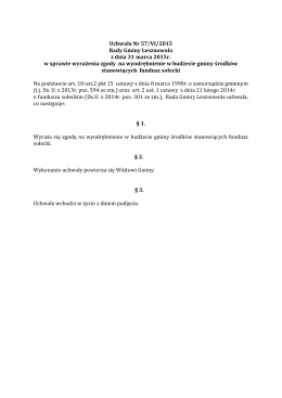 Uchwała Nr 57/VI/2015 Rady Gminy Lesznowola z dnia 31 marca