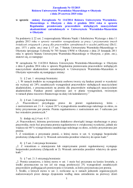 1 Zarządzenie Nr 53/2015 Rektora Uniwersytetu Warmińsko