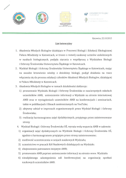 List intencyjny - współpraca z Wydziałem