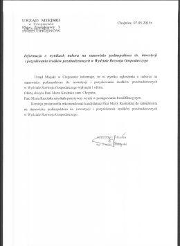 Informacja o wynikach naboru na stanowisko podinspektora ds