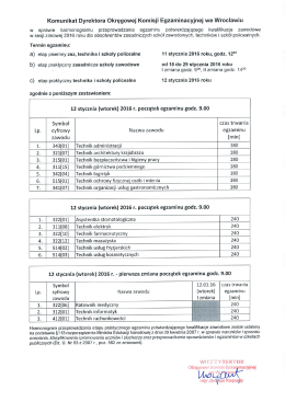 Komunikat Dyrektora Okręgowej Komisji Egzaminacyjnej we