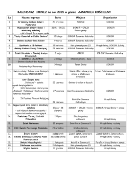 KALENDARZ IMPREZ na rok 2015 w gminie JANOWIEC KO