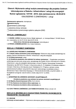 Treść ogłoszenia o zmówieniu - Narodowe Centrum Badań Jądrowych