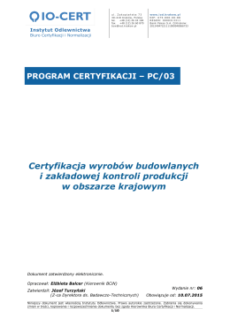 Programem certyfikacji PC/03