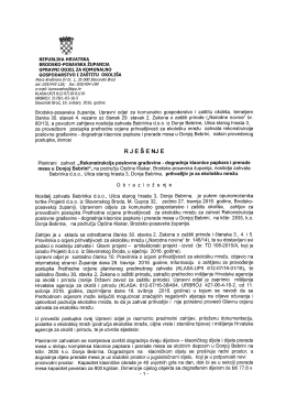 Rje&scaron;enje o prethodnoj ocjeni &ndash; rekonstrukcija poslovne građevine u