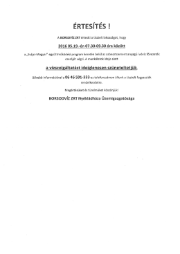 Page 1 AF AF" Ay ERTESITES ! A BORSOVÍZ ZRT értesíti a tisztelt