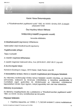 Intézményvezetői pályázat ()