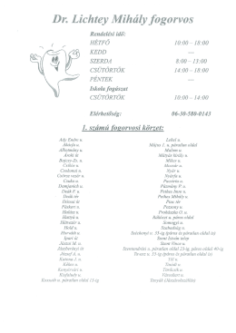 Fogorvosok rendelési ideje és körzetbeosztása