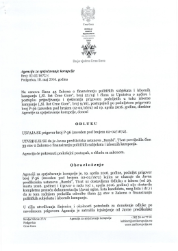 Odluka po podnijetom prigovoru br. 36 - Izbori Tivat 2016