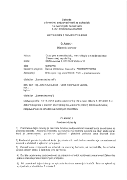 Page 1 Dohoda o hmotnej zodpovednosti za schodok na zveren&yacute;ch