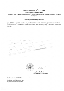 Mesto Jilemnice, I C O 275808 Masarykovo namesti 82 zamer
