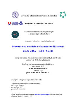 Program konferencie - Slovenská zdravotnícka univerzita