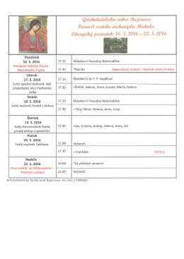 Liturgický program 16.5.2016