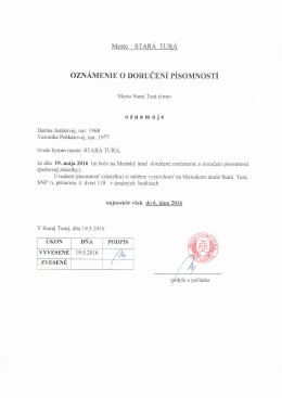 oznámenie o doručení písomností - Darina Jurášová
