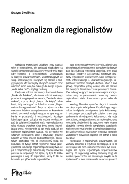 Grażyna Zwolińska, Regionalizm dla regionalistów 30