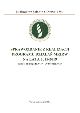 sprawozdanie z realizacji programu działań mrirw na lata 2015-2019