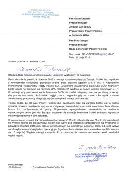 całość pisma - NSZZ Listonoszy Poczty Polskiej