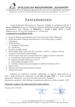 Zawiadomienie o Walnym Zgromadzeniu