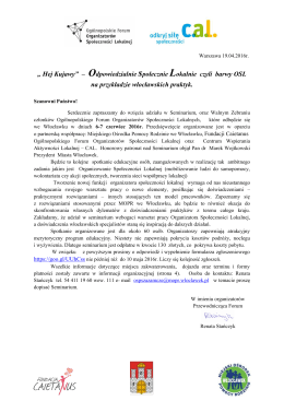 List zapraszający na Seminarium OSL we Włocławku