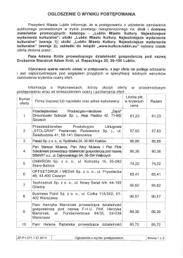 Ogłoszenie o wyniku postępowania