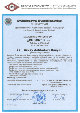 Świadectwo Kwalifikacyjne Instytutu Spawalnictwa w Gliwicach