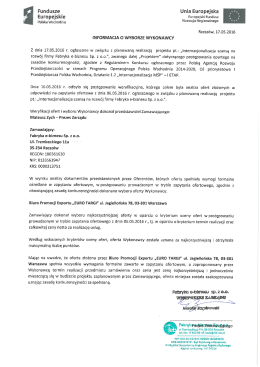 informacja o wyborze wykonawcy feb