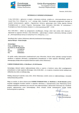 Informacja o wyborze wykonawcy