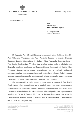 Wystąpienie do Szefa Kancelarii Sejmu