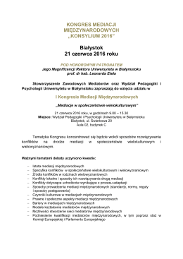„KONSYLIUM 2016” Białystok 21 czerwca 2016 roku