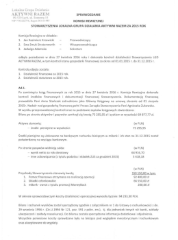 Sprawozdanie Komisji Rewizyjnej za 2015 rok
