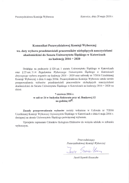 Komunikat Pozawydziałowej Komisji Wyborczej ws. daty wyboru