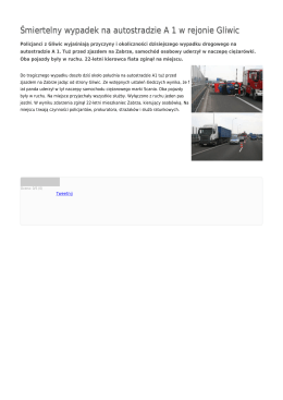 Śmiertelny wypadek na autostradzie A 1 w rejonie Gliwic