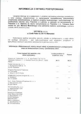 informacja o wyniku postępowania