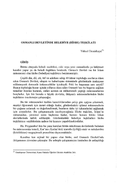 osMANLI DEVLETİNDE BELEDİYE (HİSBE) TEŞKİLATI