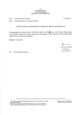 tıklayınız. - Türkiye Sigorta Reasürans ve Emeklilik Şirketleri Birliği