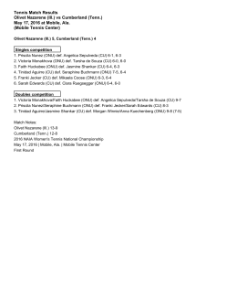Tennis Match Results Olivet Nazarene (Ill.) vs Cumberland (Tenn