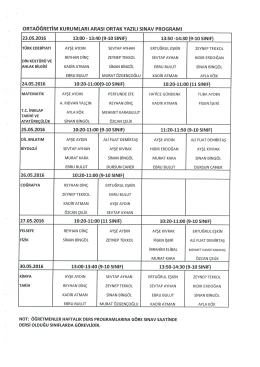 Bursa MEM Ortak Sınav Programı - BURSA / NİL&Uuml;FER