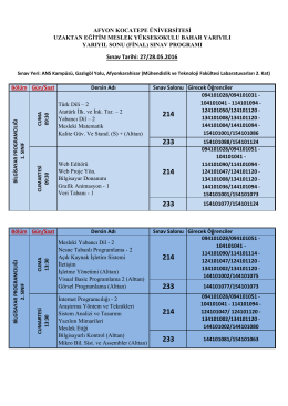 (FİNAL) SINAV PROGRAMI - Afyon Kocatepe Üniversitesi