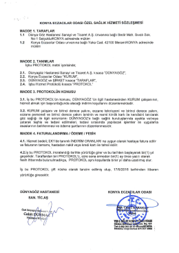 &Ouml;zel D&uuml;nya G&ouml;z Hastanesi Sağlık Hizmetleri s&ouml;zleşmesi i&ccedil;in