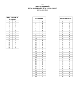 Cevap Anahtarı - BAFRA - Bafra Anadolu Lisesi