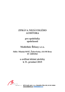 Audit účetní uzávěrky společnosti MediClinic Říčany s.r.o. za rok 2015