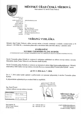 Veřejná vyhláška - Zveřejnění návrhu Územního