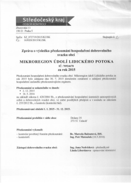 Zpráva o přezkoumání hospodaření Mikroregionu údolí Lidického