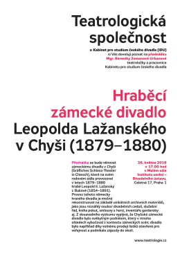 Hraběcí zámecké divadlo Leopolda Lažanského v Chyši (1879–1880)