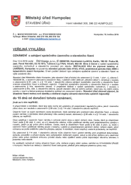 Veřejn&aacute; vyhl&aacute;&scaron;ka - Město Humpolec